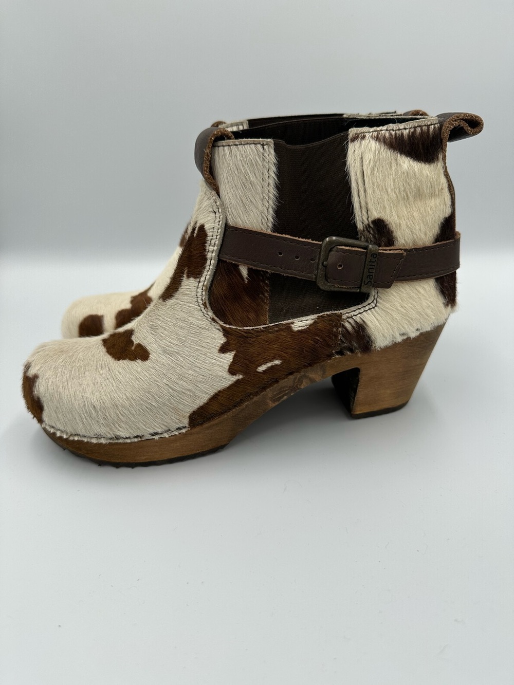 Sanita Cow Print Hair Ankle Booties Size 37 Western Boots